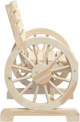 Solid Fir Wood Garden Chair with Wagon Wheel Armrests, Rustic Brown Outdoor Patio Seating for Terrace - Photo 6