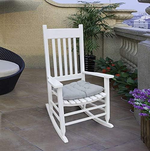 HomVent Wood Rocking Chair, 280 Lbs Heavy Duty Rocking Rocker Chair, Backyard and Patio Porch Rocker with Wide Seat and Armrest for Outdoor& Indoor Use， Cushion not Include (White 1)