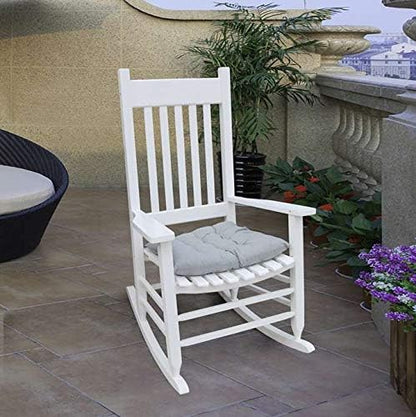 HomVent Wood Rocking Chair, 280 Lbs Heavy Duty Rocking Rocker Chair, Backyard and Patio Porch Rocker with Wide Seat and Armrest for Outdoor& Indoor Use， Cushion not Include (White 1)