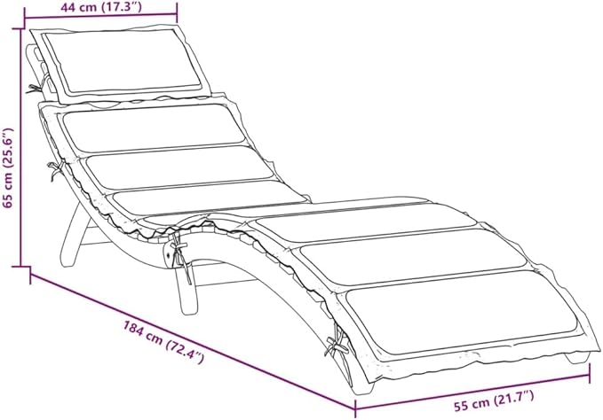 Solid Acacia Wood Sun Lounger with Adjustable Back, Foldable Pool Chaise Lounge for Outdoor Patio Garden Balcony - Photo 2