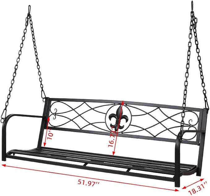 Double Metal Hanging Porch Patio Swing Chair Bench - Photo 5