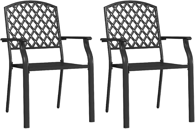 Stackable Patio Chairs Set of 2 Anthracite 22x25.6x35 Steel Mesh Dining Seating Weather Resistant Stackable Outdoor Furniture for Garden Table Balcony Deck Indoor Use