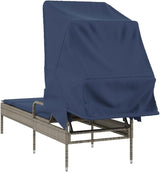 Modern Patio Sun Lounger with Canopy in Gray and Navy Blue - Photo 7