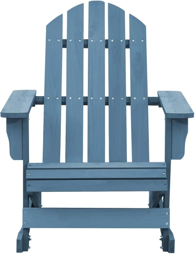 Blue Solid Fir Wood Adirondack Rocking Chair for Garden Patio Outdoor Relaxation with Ergonomic Design and Weathered - Photo 3