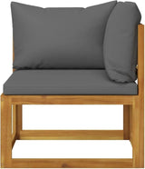 2-Seater Patio Bench with Dark Gray Cushions, Outdoor Acacia Wood Garden Bench with Weather-Resistant Oil Finish - Photo 3