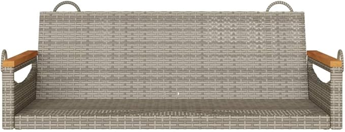 Gray Poly Rattan Swing Bench for Patio, Outdoor Furniture with Weather Resistant Design and Comfortable Seating for Two Adults