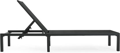 Christopher Knight Home Patio Chaise Lounges Set of 2, Aluminum Adjustable Lounge Seating, 5-Position Backrest Recliner, Mesh Design Chaise, Flat Tanning Chair for Poolside Balcony Backyard, Black