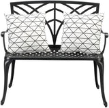Patio Outdoor Park Loveseat Bench for Garden Porch Deck Made Cast Iron Anti-Rust Aluminum Metal - Photo 6