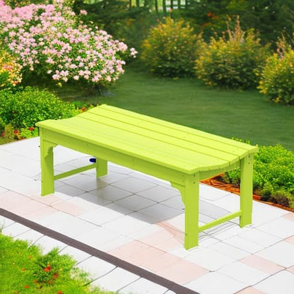 WO Home Furniture Outdoor 46" Backless HDPE Adirondack Bench, Poly Lumber Seat for Patio, Backyard, Balcony, All Weather Resistant with UV Protection, Lime
