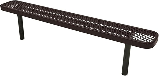 COATEDOUTDOORFURNITURE Coated Outdoor Furniture Heavy-Duty Outdoor Bench Thermoplastic Coated, Expanded Metal, Commercial-Grade Seating, Made in America (Inground Without Back, 6 Ft, Brown)