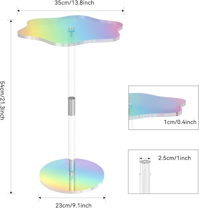 Rainbow Clear Side Table Small Acrylic End Tables 13.8 * 11.6 H: 21.3 Inch Modern Flower-Like Shape Drink Table for - Photo 3