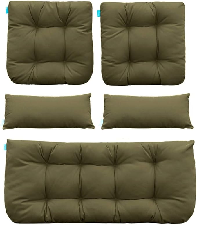 QILLOWAY Outdoor Patio Wicker Seat Cushions Group Loveseat/Two U-Shape/Two Lumbar Pillows for Patio Furniture - Photo 1