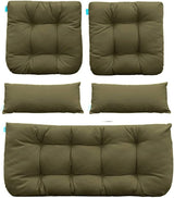 QILLOWAY Outdoor Patio Wicker Seat Cushions Group Loveseat/Two U-Shape/Two Lumbar Pillows for Patio Furniture - Photo 1