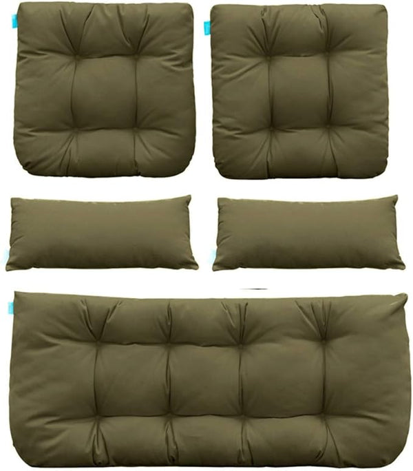 QILLOWAY Outdoor Patio Wicker Seat Cushions Group Loveseat/Two U-Shape/Two Lumbar Pillows for Patio Furniture - Photo 1
