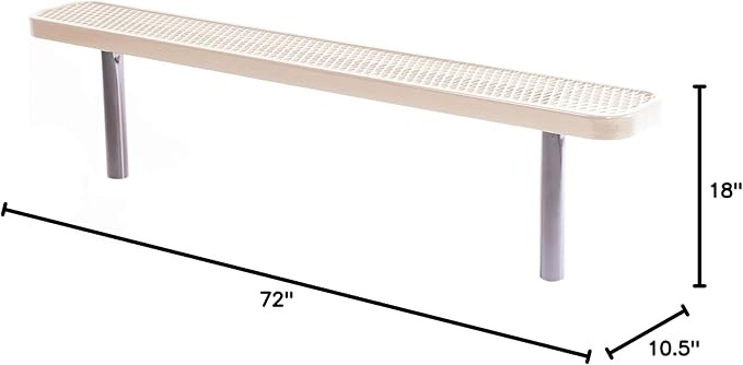 COATEDOUTDOORFURNITURE Coated Outdoor Furniture Heavy-Duty Outdoor Bench Thermoplastic Coated, Expanded Metal, Commercial-Grade Seating, Made in America (Inground Without Back, 6 Ft, Tan)