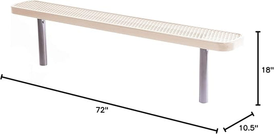 COATEDOUTDOORFURNITURE Coated Outdoor Furniture Heavy-Duty Outdoor Bench Thermoplastic Coated, Expanded Metal, Commercial-Grade Seating, Made in America (Inground Without Back, 6 Ft, Tan)
