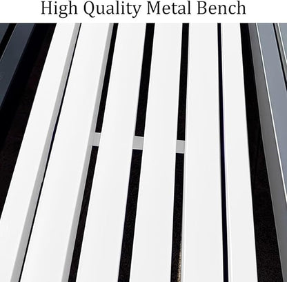 Metal Garden Bench Outdoor Seat 2-Person Patio Benches Park Bench Backless Chair Front Porch Seat 3.3ft 3.9ft 4.9ft 5.9ft Weatherproof Chair for Yard Porch Lawn(White,3.93ft)