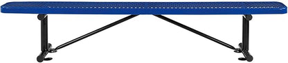 Global Industrial 8'L Heavy Duty Expanded Metal Mesh Flat Bench with Steel Frame, Portable Outdoor Bench, 1000 lbs Capacity, Blue, 96" L x 14-1/2"W x 18" H