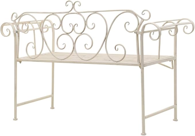SKM Garden Bench 132 cm Metal Antique White (Weight-38KG)
