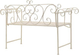 52 inch Garden Bench, Antique White Metal Outdoor Seating with Elegant Scroll Pattern - Photo 5