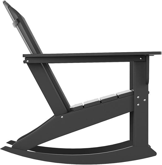 WestinTrends Dylan Outdoor Patio Poly Plastic Adirondack Rocking Chair, Gray