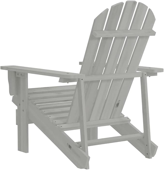 vidaXL Solid Wooden Patio Chair in Gray, Weather-Resistant Outdoor Armchair with High Weight Capacity, Elegant Hardwood Furniture for Garden/Patio