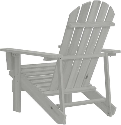 vidaXL Solid Wooden Patio Chair in Gray, Weather-Resistant Outdoor Armchair with High Weight Capacity, Elegant Hardwood Furniture for Garden/Patio