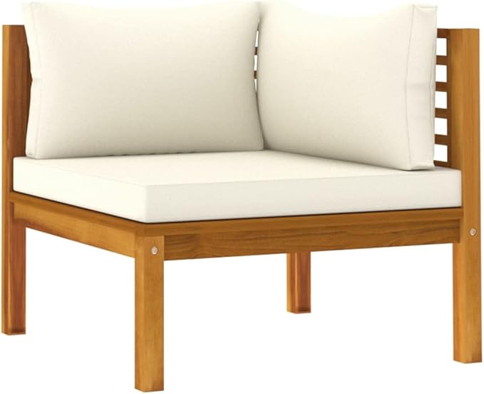 vidaXL Corner Sofa Cream White Solid Acacia Wood, 100% Polyester Sturdy - Photo 1