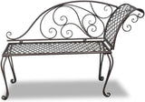 Antique Brown Steel Garden Chaise Lounge with Scroll Patterns Ergonomic Design for Outdoor Relaxation Rust-Proof Finish - Photo 3