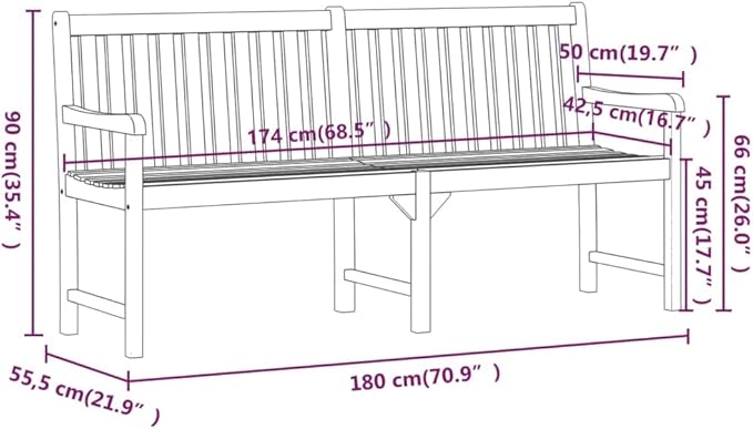 Benches for Outside,Patio Bench,Bench with Back,Yard Bench,Porch Bench,with Armrests,for The Front Porch,Deck, Balcony,Backyard,Garden, Lawn,Park, Path,70.9" Solid Acacia Wood