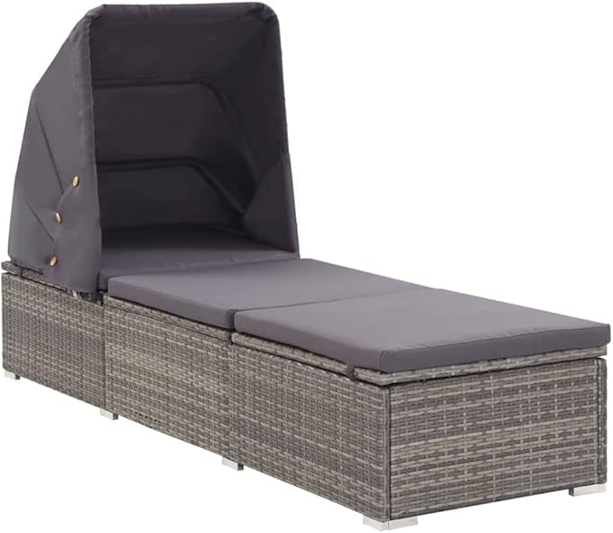 Sun Lounger with Canopy and Cushion - Photo 1