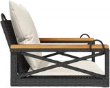 Single Swing Bench with Cushions, Modern Black Rattan Outdoor Hanging Seat for Patio, Garden, Balcony - Photo 5