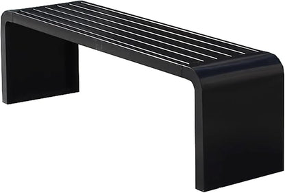 Outdoor Bench Without Backrest, Pure Wrought Iron Metal Garden Bench with Pre-drilled Fixing Holes for Patios, Porches, Balconies and Parks(Black,180cm/70.8in)