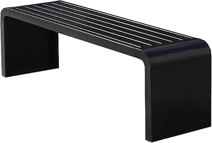 Outdoor Bench Without Backrest, Pure Wrought Iron Metal Garden Bench with Pre-drilled Fixing Holes for Patios, Porches, Balconies and Parks(Black,120cm/47in)