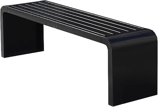 Outdoor Bench Without Backrest, Pure Wrought Iron Metal Garden Bench with Pre-drilled Fixing Holes for Patios, Porches, Balconies and Parks(Black,120cm/47in)