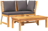 Dark Grey Solid Acacia Wood 3-Piece Garden Lounge Set with Modular Corner Sofa Middle Sofa and Coffee Table for Patio - Photo 3