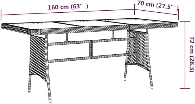 vidaXL Poly Rattan Patio Table - Elegant Black Outdoor Table with Solid Acacia Wood Top and Powder-Coated Steel Frame for Garden & Alfresco Dining