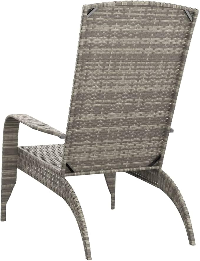 Grey Poly Rattan Adirondack Chair with Powder-Coated Steel Frame for Outdoor Patio and Garden - Photo 6