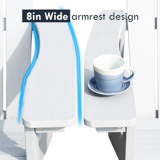 White Outdoor Loungers Set of 2 Adirondack Patio Chair Set for Deck Outside Pool Garden