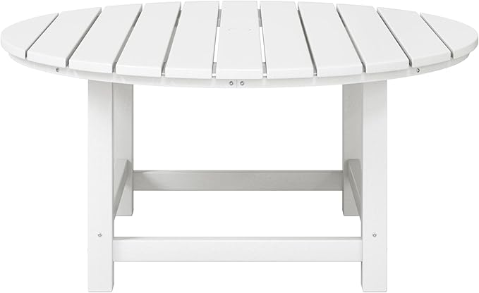WestinTrends Malibu Low Outdoor HDPE Round Patio Coffee Table, White - Photo 3