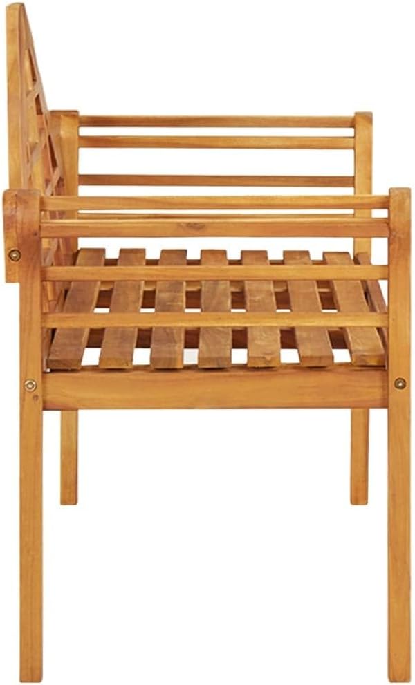 BOWERY HILL Solid Acacia Wood Garden Bench, Brown Oiled Finish, Ergonomic Rectangular Design, Indoor/Outdoor Use, 49.2 x 49.2 x 34.4 in, Rustic Patio Furniture for Relaxed Seating