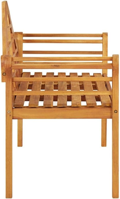 BOWERY HILL Solid Acacia Wood Garden Bench, Brown Oiled Finish, Ergonomic Rectangular Design, Indoor/Outdoor Use, 49.2 x 49.2 x 34.4 in, Rustic Patio Furniture for Relaxed Seating