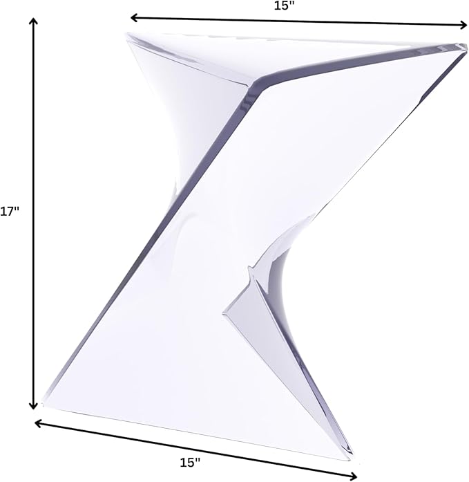 LeisureMod 15.75" Clear Stackable Plastic Side Table - Weather-Resistant Triangular Accent Table for Living Room, Patio - Photo 3