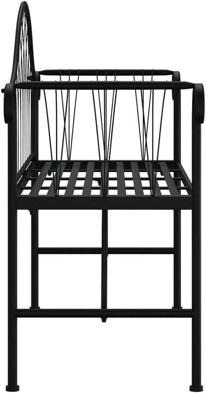 2-Seater Patio Bench 50.4 Inch Black Steel Outdoor Garden with Backrest, Weather-Resistant Metal Bench for Patio, Balcony, Yard, Durable & Comfortable Seating Furniture