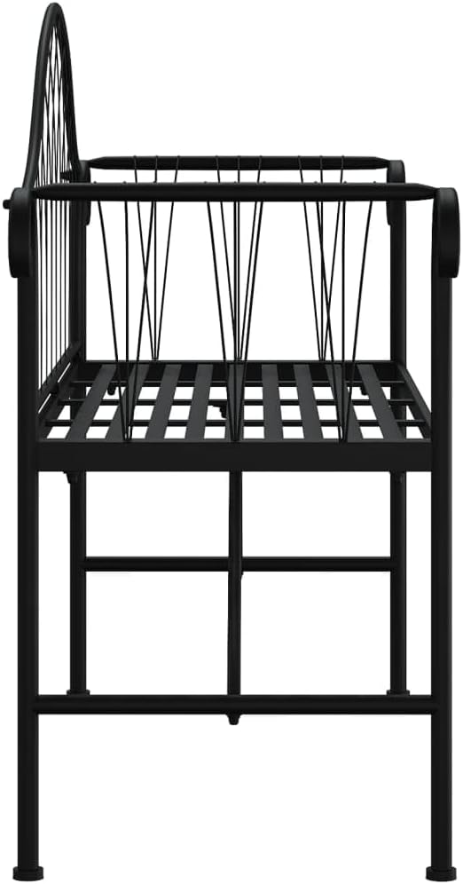 2-Seater Outdoor Garden Bench Black Steel 50.4 x 50.4 in Modern Patio Seating for Garden, Balcony, Porch and Backyard
