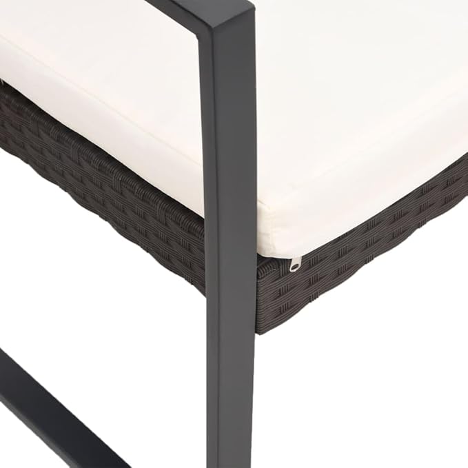Brown 3-Seater Garden Bench, Polypropylene Rattan Look, Powder-Coated Steel Frame, 57.3 inch Wide Outdoor Seating for Patio Bench Seating