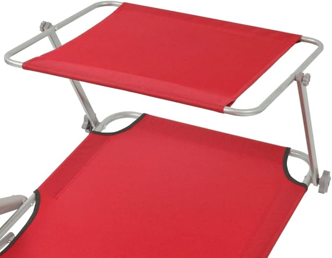 Red Sun Lounger Chair, Foldable Adjustable Reclining Outdoor Chaise Lounge for Patio Poolside Garden - Photo 4