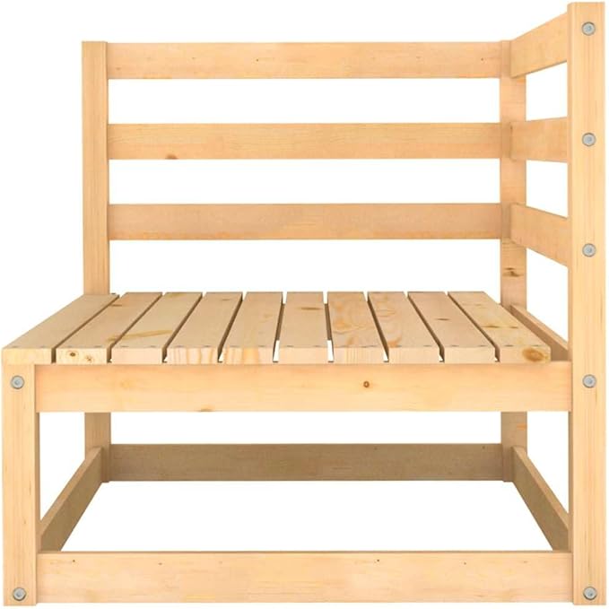 Modular Outdoor 2-Seater Sofa, Gray Square 27.6x27.6x26.4 in Solid Pine Wood Patio Loveseat with Cushions for Garden, Terrace and Balcony