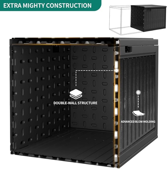 YITAHOME 90 Gallon Large Deck Box, Double-Wall Resin Outdoor Storage Boxes, Deck Storage for Patio Furniture, Cushions - Photo 2