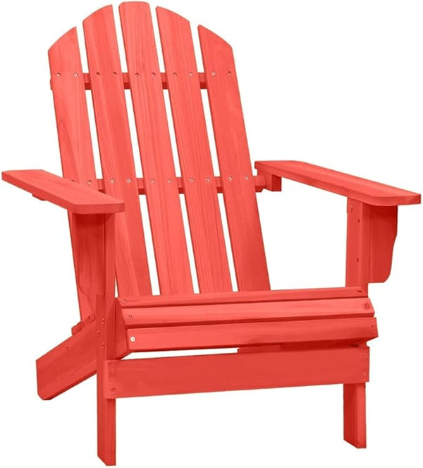 Red Solid Fir Wood Adirondack Chair Outdoor Patio Lounge Furniture Comfortable Ergonomic Design for Garden Beach - Photo 1